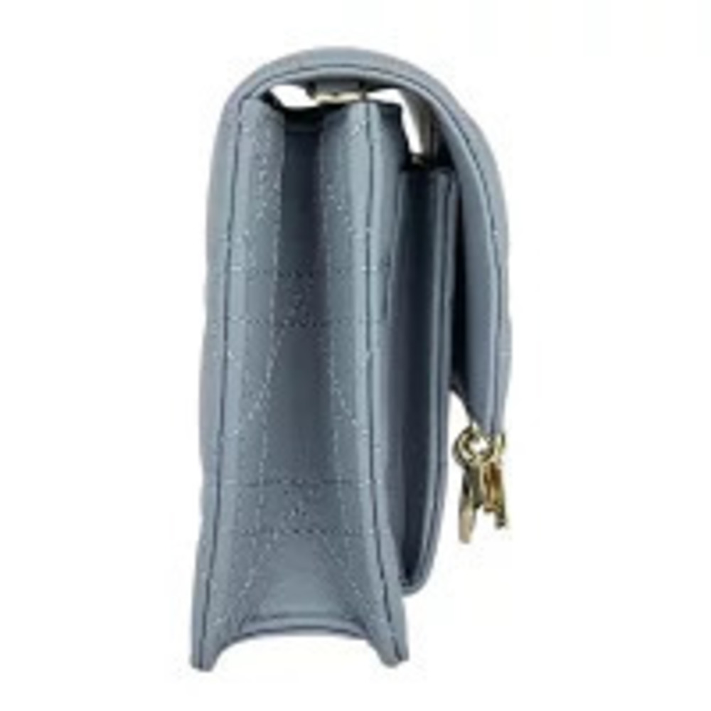 Dior Clutch  Christian Blue Leather Bag Lady Shoulder Chain Blue